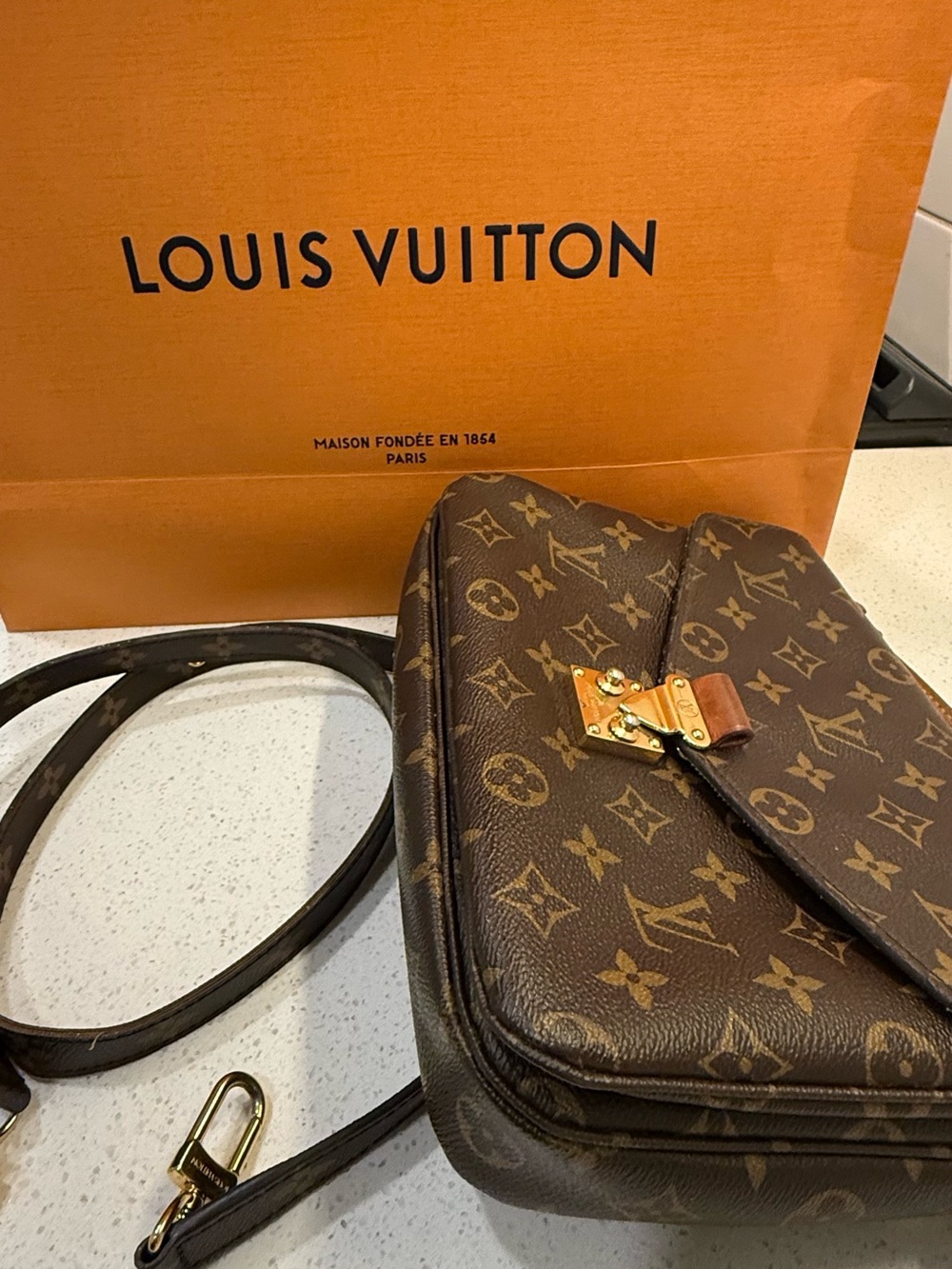 Louis Vuitton Brown Monogram Canvas Pochette Metis-Style Crossbody - Picture 15 of 16